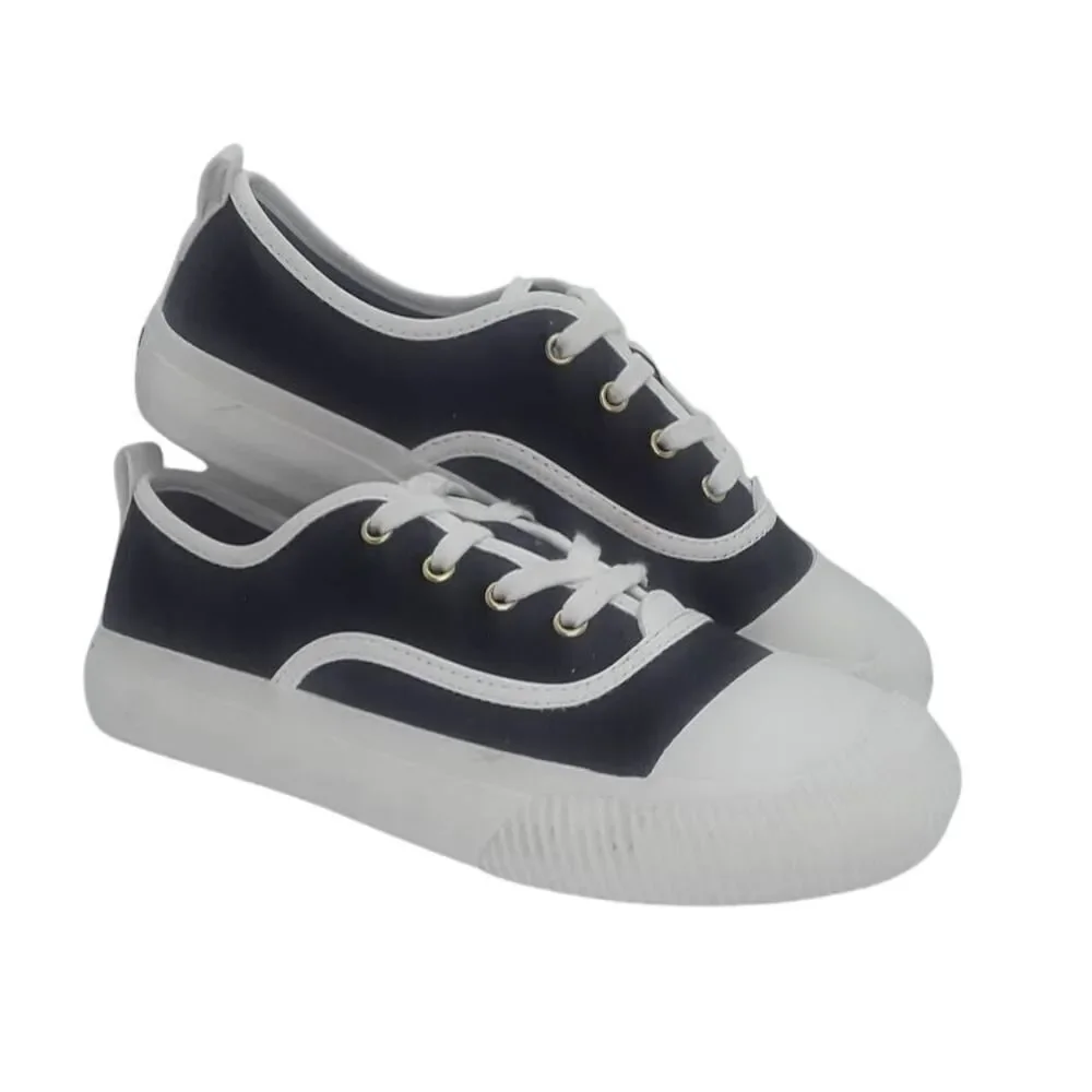 MIX No. 6 Designer Women's Pre-owned Blakc & White Lace-up Sneakers - sz. 7M